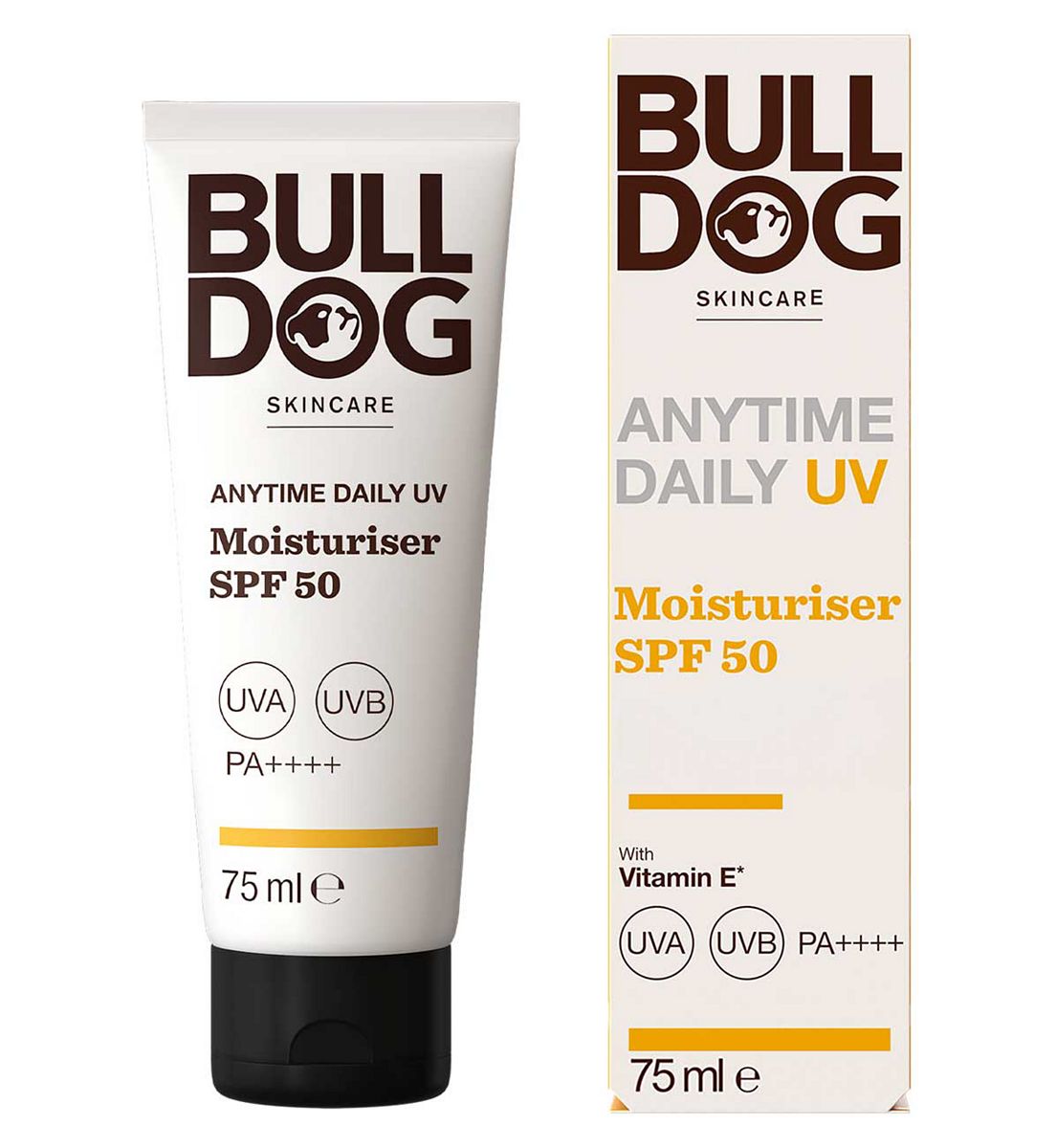 Bulldog Skincare Anytime Daily Spf 50 Face Moisturiser For Men, Men's Cream, Uva/uvb Sun Protection, 75ml