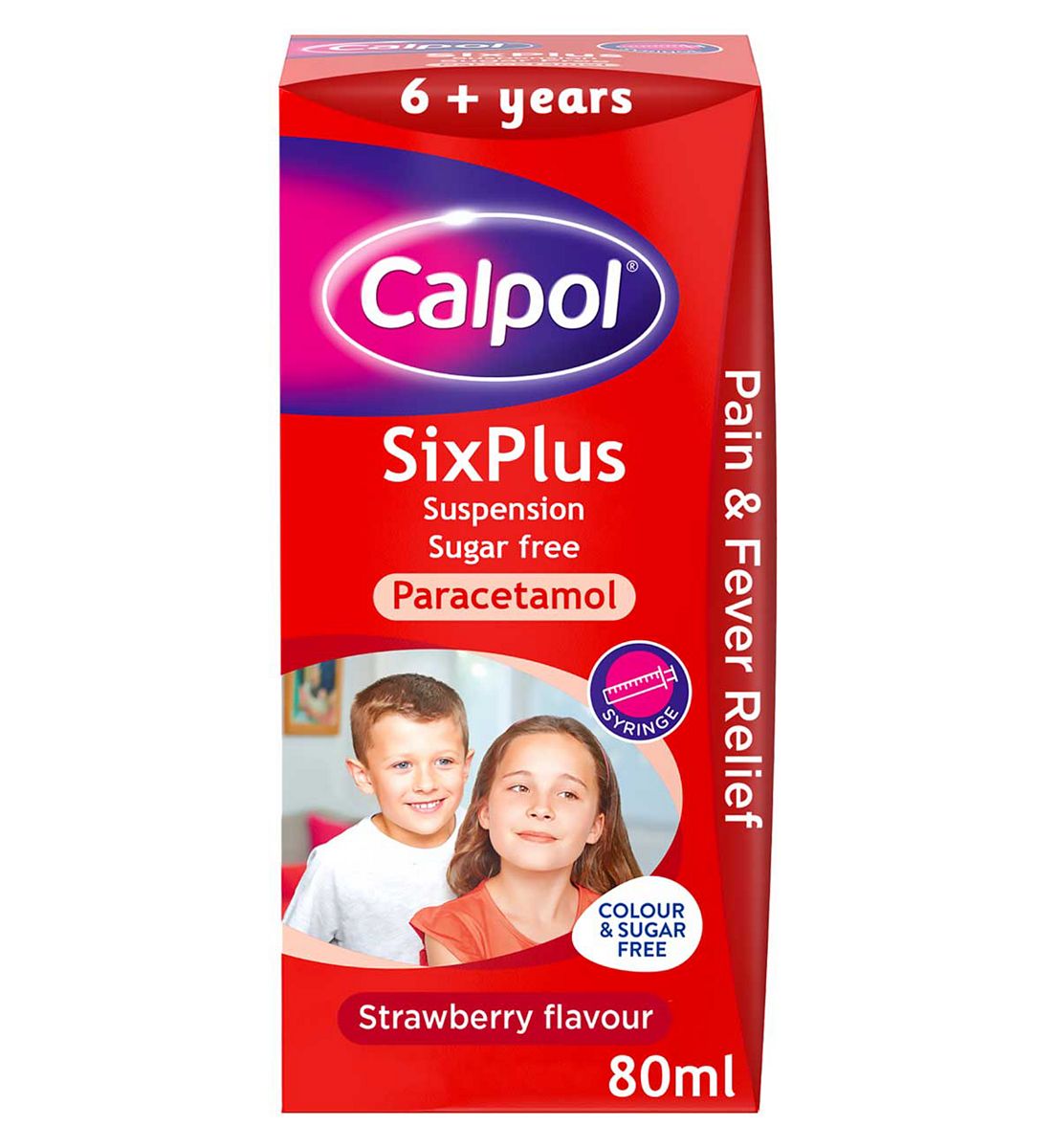 Calpol Sixplus Suspension Sugar Free Strawberry Flavour 6+ Years 80ml
