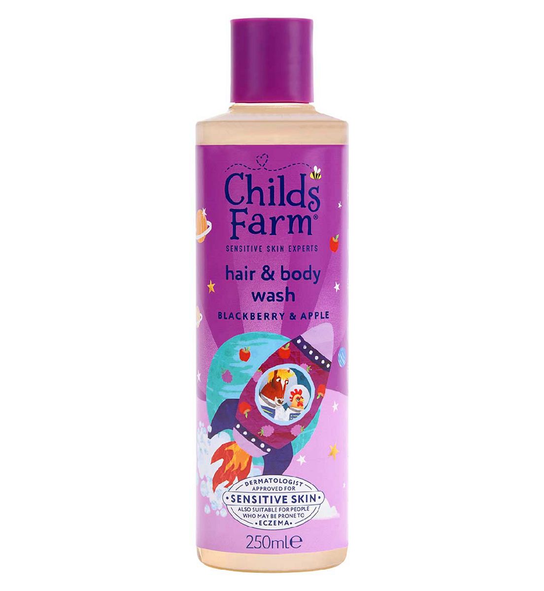 Childs Farm Hair & Body Wash, Blackberry Apple250 Ml Gentle Tear-Free Formula For Kids, Babies Sensitive Skin, 250ml