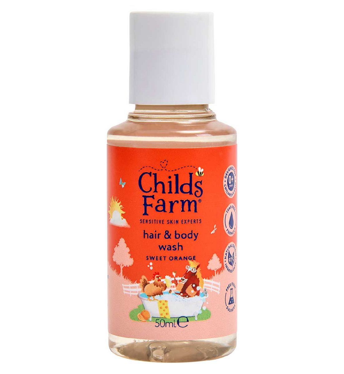 Childs Farm Hair & Body Wash, Sweet Orange 50Ml Gentle Tear-Free Formula For Kids, Babies Sensitive Skin