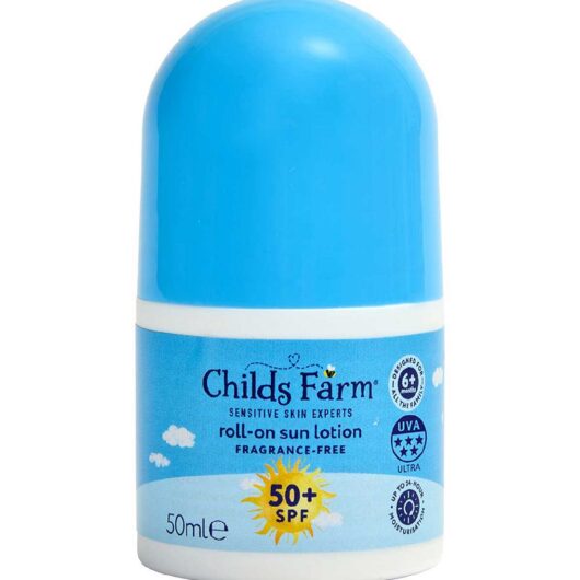 Childs Farm Spf 50+ Roll-On Sun Lotion 50Ml Fragrance Free Sunscreen For Kids & Sensitive Skin