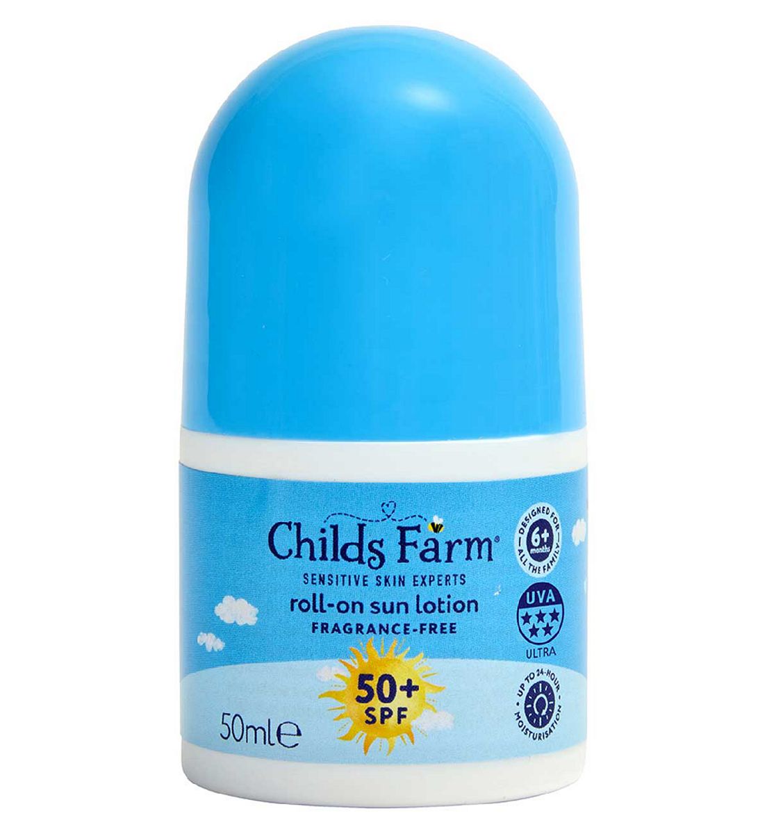 Childs Farm Spf 50+ Roll-On Sun Lotion 50Ml Fragrance Free Sunscreen For Kids & Sensitive Skin