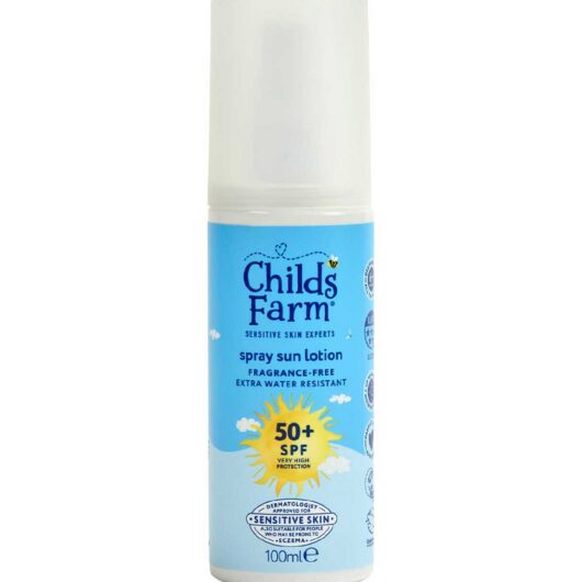 Childs Farm Spf 50+ Sun Lotion Spray 100Ml Fragrance Free Sunscreen For Kids & Sensitive Skin
