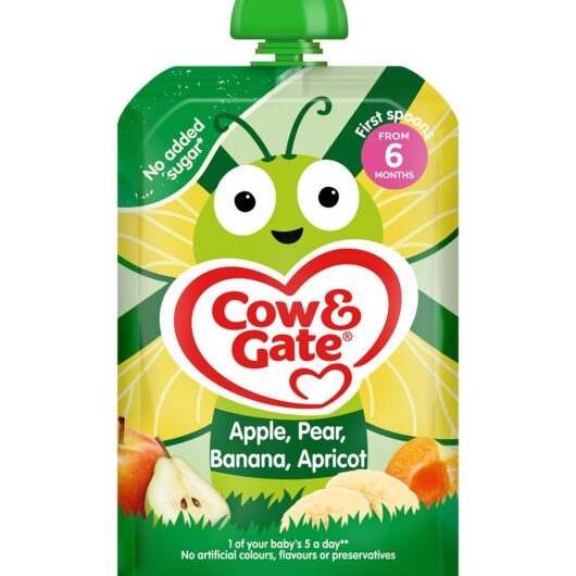 Cow And Gate Cow & Gate Fruit Pouch Apple Pear Banana Apricot Baby Food 6 Plus Months