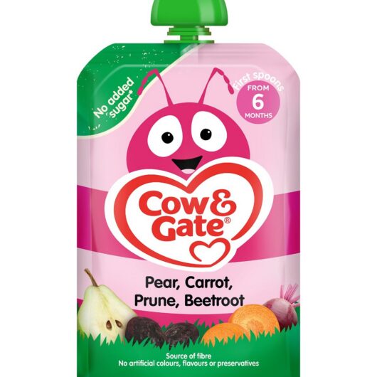Cow And Gate Cow & Gate Fruit Pouch Pear Carrot Prune Beetroot Baby Food 6 Plus Months