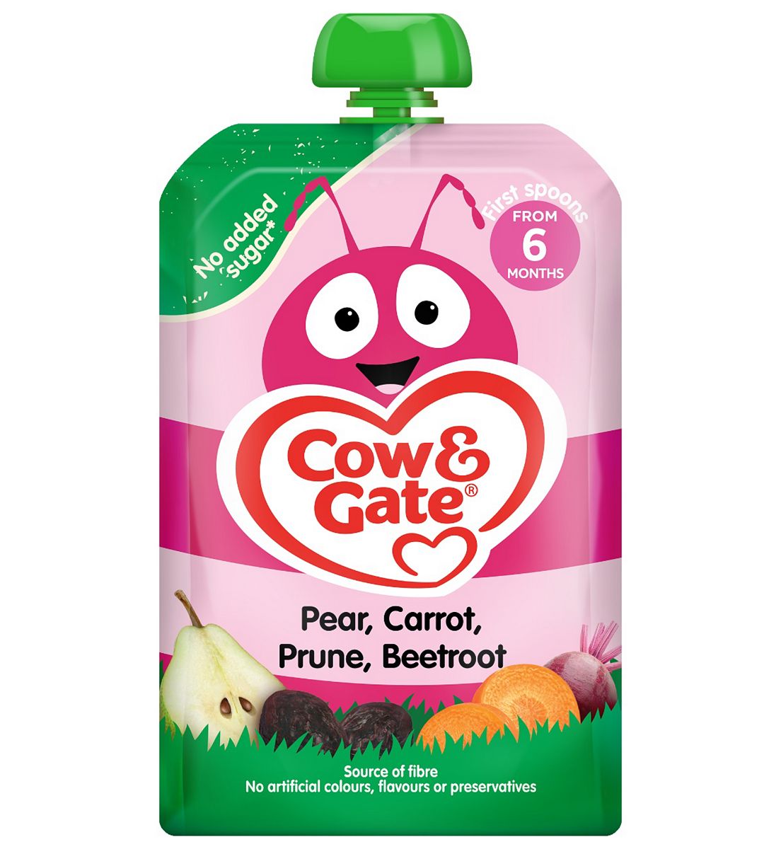 Cow And Gate Cow & Gate Fruit Pouch Pear Carrot Prune Beetroot Baby Food 6 Plus Months