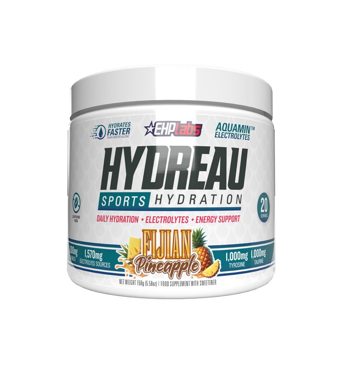 EHPLABS Hydreau, Fijian Pineapple, Hydration Electrolytes Powder, 158G, 20 Serves