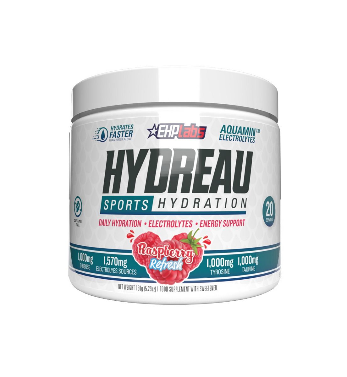 EHPLABS Hydreau, Raspberry Refresh, Hydration Electrolytes Powder, 150G, 20 Serves