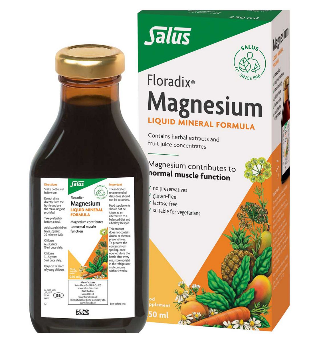 Floradix Magnesium Liquid Formula - 250 ml, 299 ml