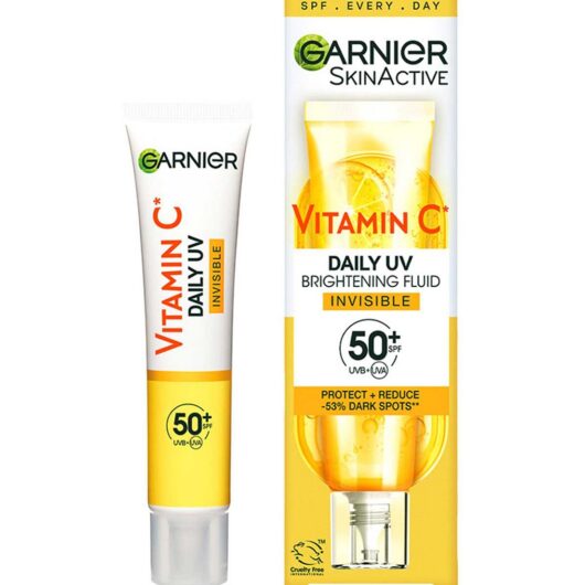 Garnier Br/> Vitamin C Daily Uv, Invisible Brightening Fluid, Spf50+, Prevents & Corrects Damage, 40ml