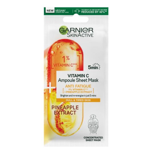 Garnier Skinactive Anti Fatigue Ampoule Sheet Mask Pineapple & 1% Vitamin C