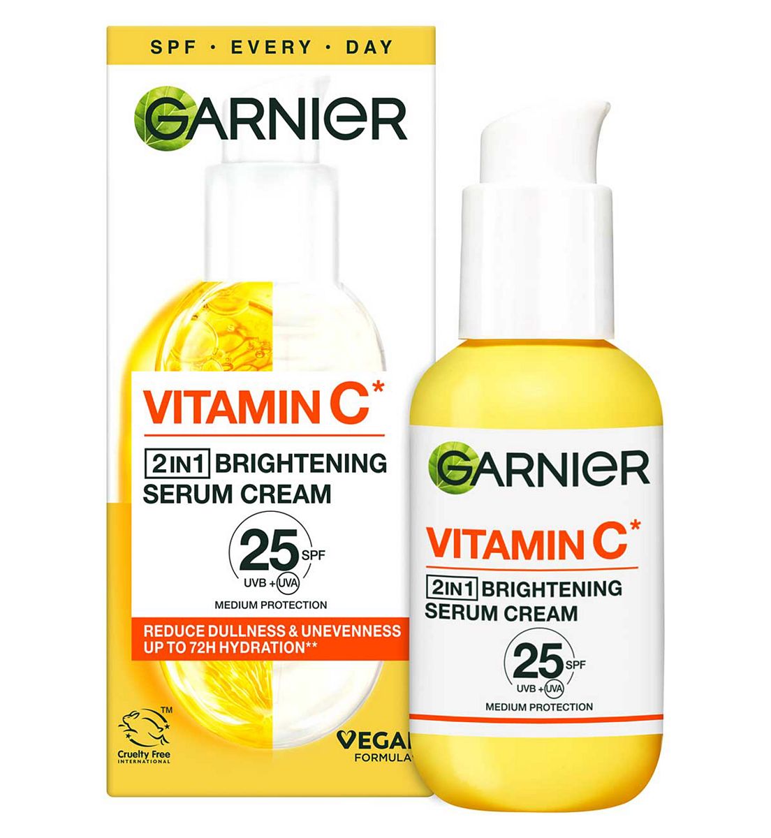 Garnier Skinactive Vitamin C 2In1 Brightening Serum Cream Spf 25, 50ml