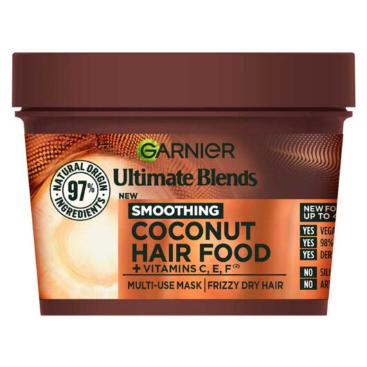 Garnier Ultimate Blends Hair Food, Coconut Oil 3-In-1 Frizzy Mask Treatment, 400ml