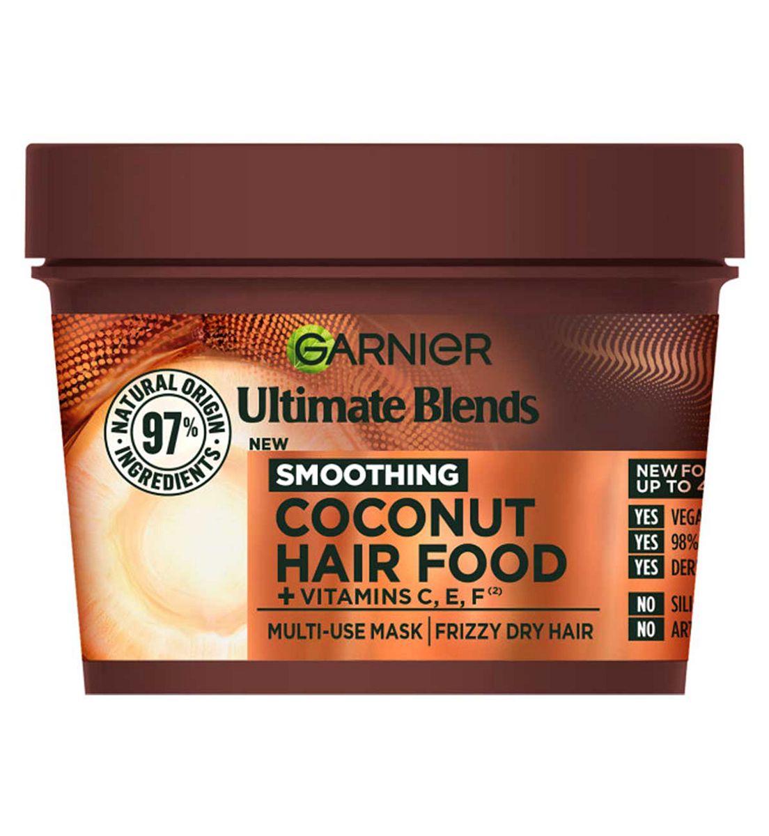Garnier Ultimate Blends Hair Food, Coconut Oil 3-In-1 Frizzy Mask Treatment, 400ml
