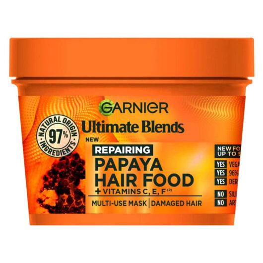 Garnier Ultimate Blends Hair Food, Papaya 3-In-1 Damaged Mask Treatment, 400ml