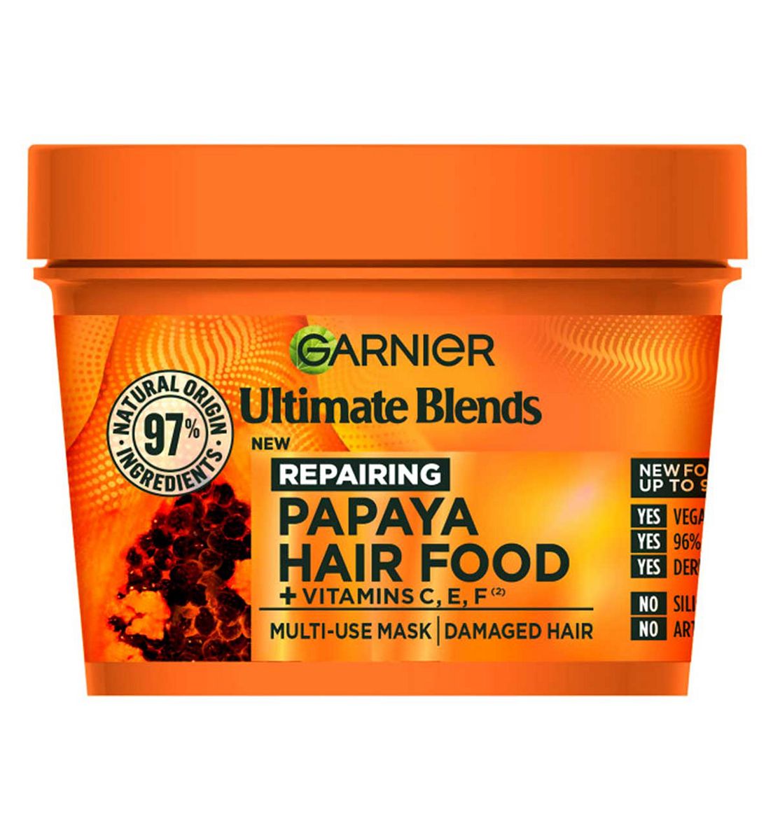 Garnier Ultimate Blends Hair Food, Papaya 3-In-1 Damaged Mask Treatment, 400ml