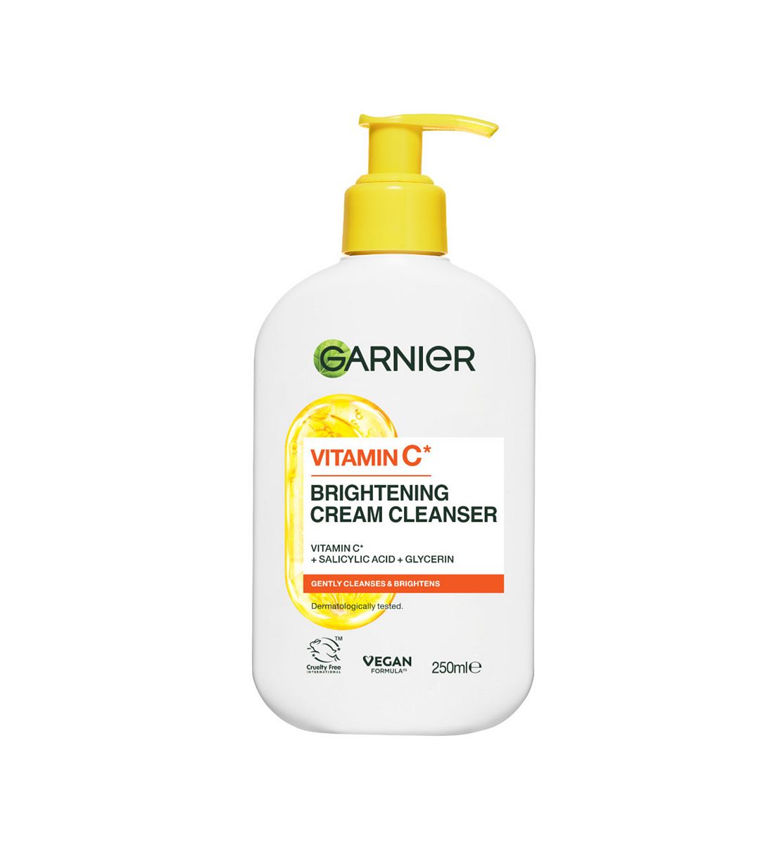 Garnier Vitamin C Brightening Cream Cleanser Hydrates Brightens And Cleanses For Glowing Skin250 ml, 250ml