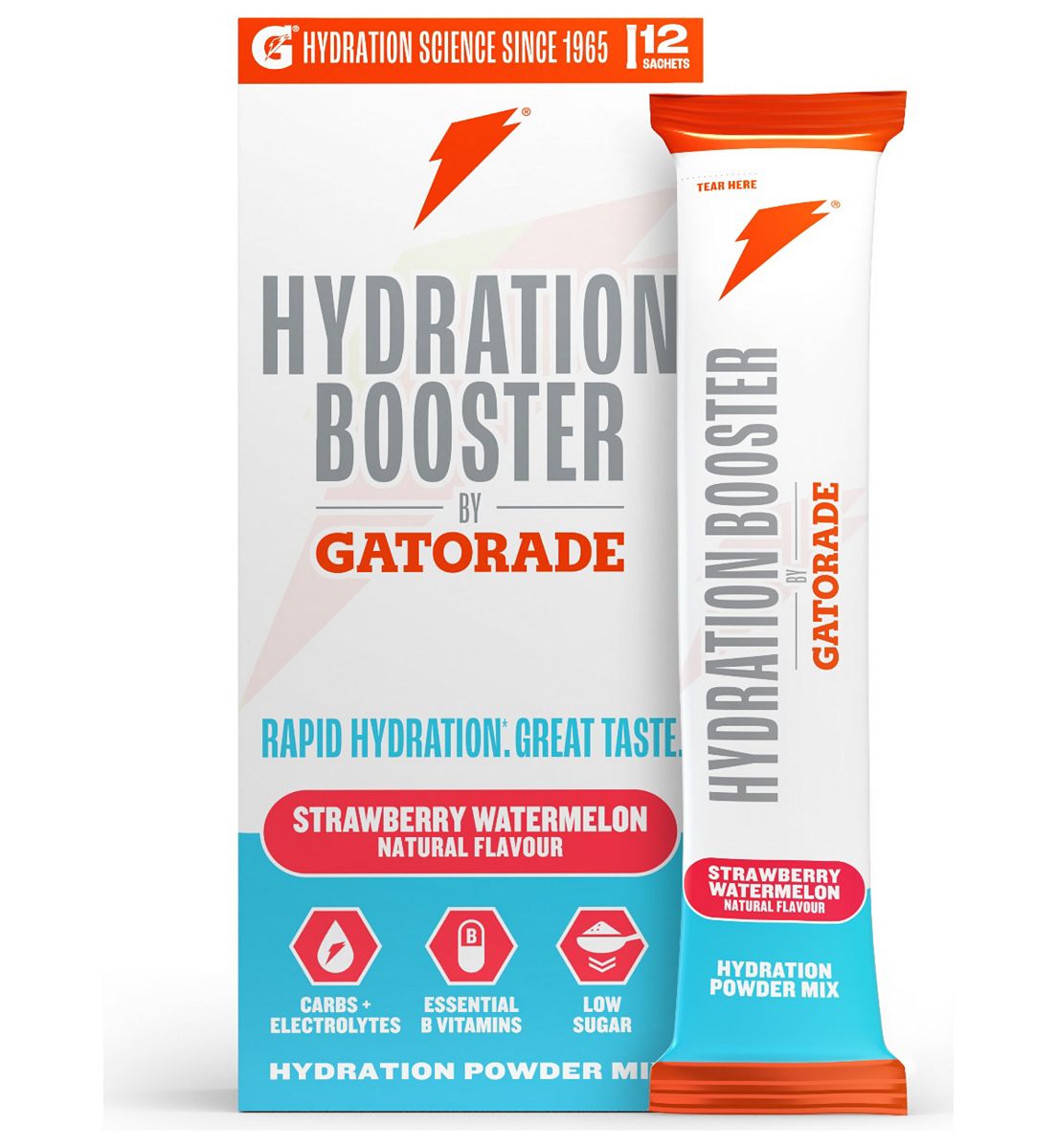 Gatorade Hydration Booster Electrolytes Powder Sachets Strawberry + Watermelon Multipack 12 X 13.5g