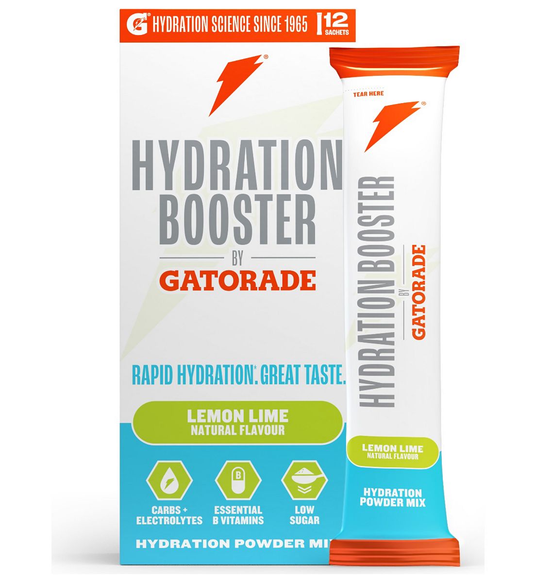 Gatorade Hydration Booster Lemon + Lime Electrolytes Powder Sachets Multipack 12 X 13.5g