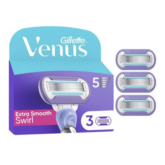 Gillette Venus Razor Blades, Extra Smooth Swirl 5 Blade Women's Blades X3