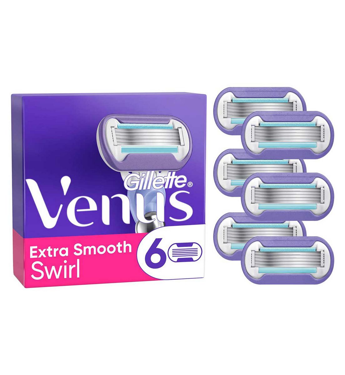 Gillette Venus Razor Blades, Extra Smooth Swirl 5 Blade Women's Blades X6