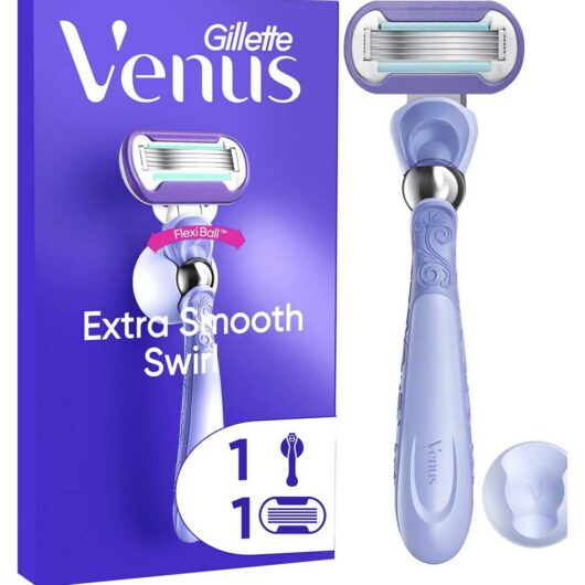 Gillette Venus Razor, Extra Smooth Swirl 5 Blade Women's Razor + Shower Hook