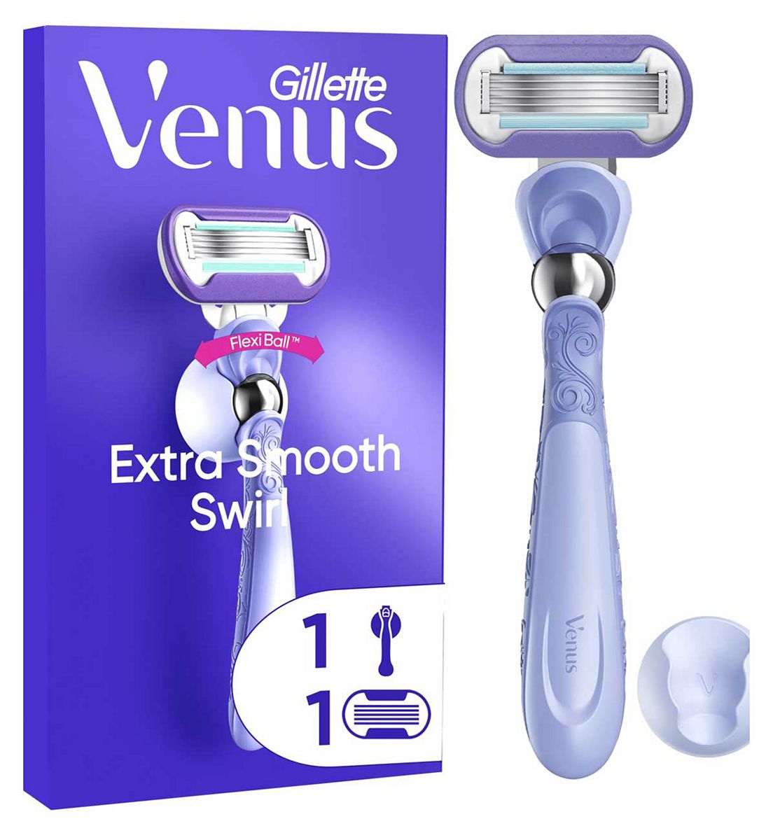 Gillette Venus Razor, Extra Smooth Swirl 5 Blade Women's Razor + Shower Hook