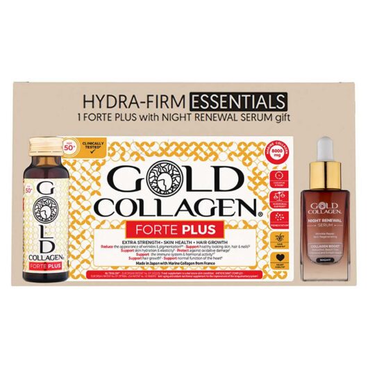 Gold Collagen Hydra-Firm Bundle Br/>Limited Edition Featuring Forte Plus Skincare Supplement + Night Renewal Face Serum
