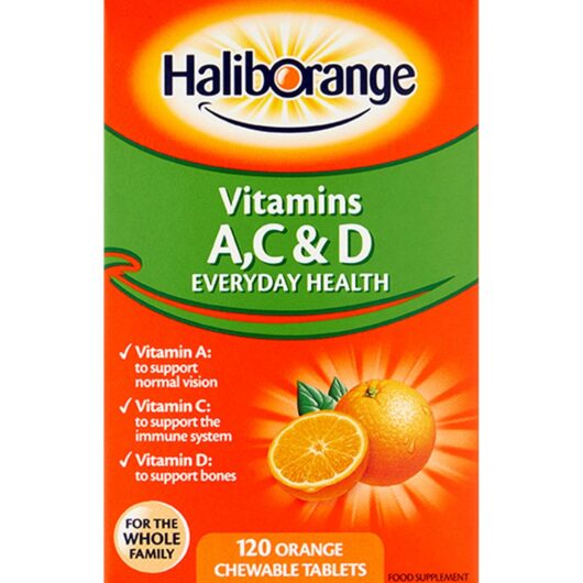Haliborange Vitamins A, C & D - 120 Orange Flavour Chewable Tablets