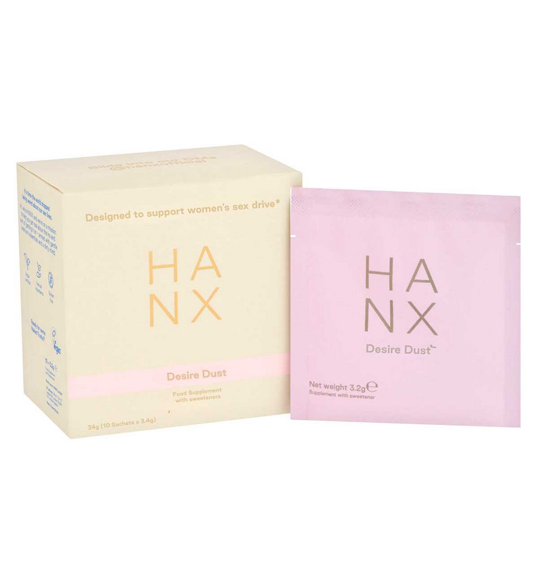 Hanx Vegan Desire Dust Supplement For Women's Libido Sachets 10S