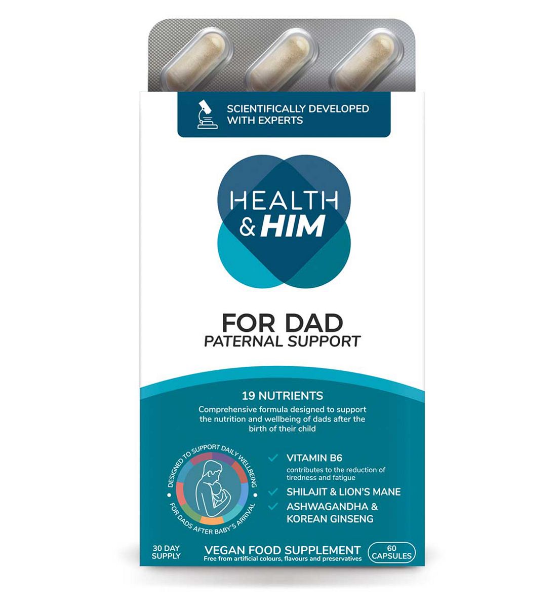 Health & Her Health & Him For Dad Paternal Support 60 Supplement