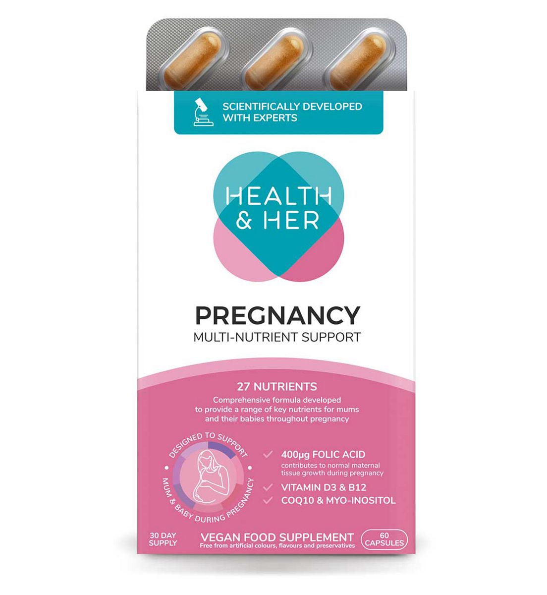 Health & Her Pregnancy Multi-Nutrient Support - 60 Capsules 30 Day Supply