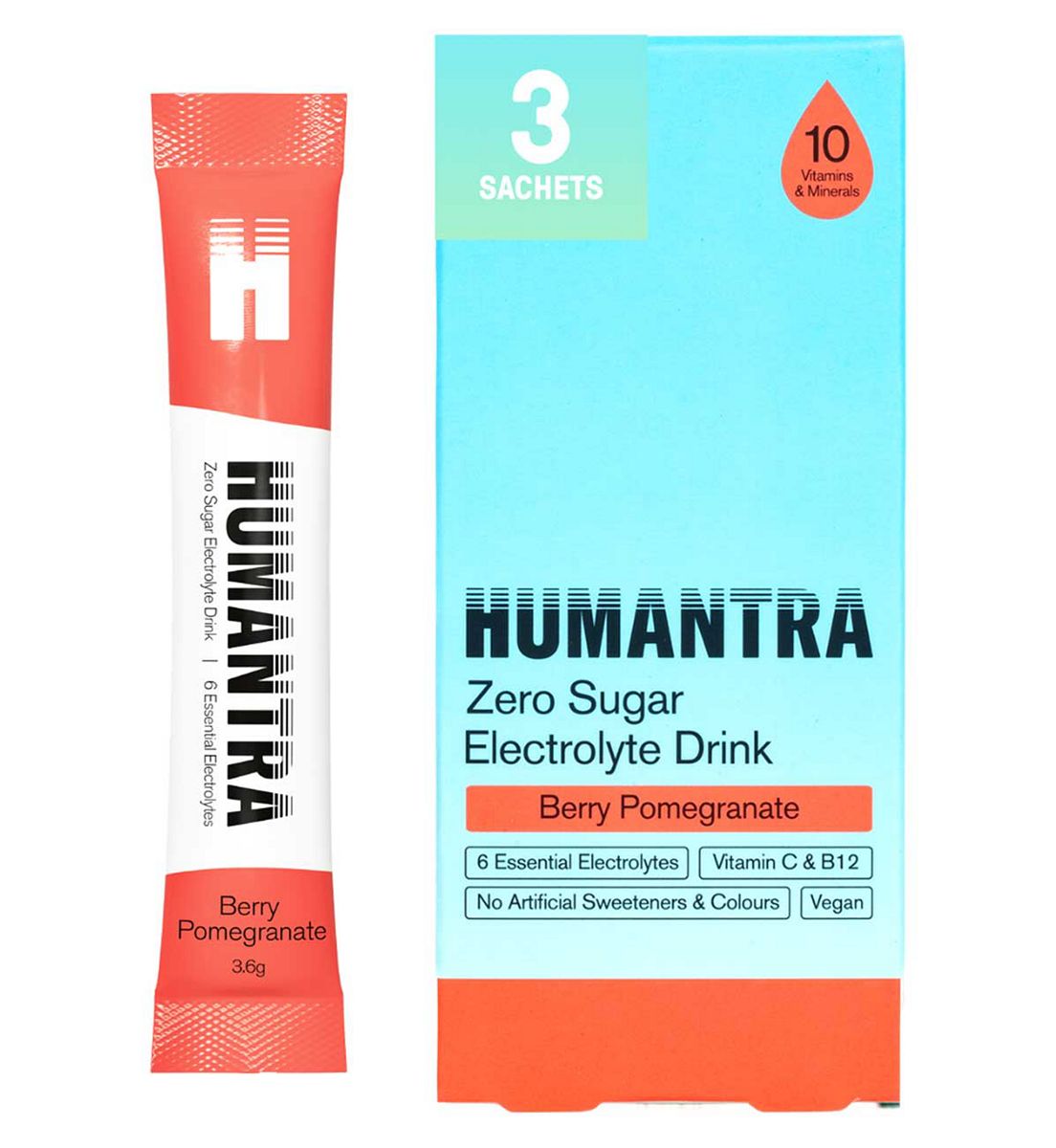 Humantra Berry Pomegranate Electrolyte Powder 3 X 3.6G Sachets