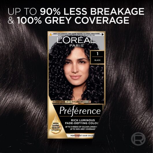 L'Oreal Paris Preference 1.0 Black, Rich Luminous Fade-Defying Permanent Colour