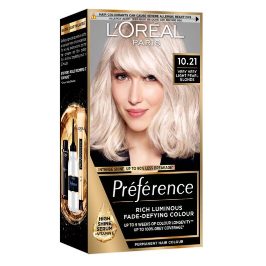 L'Oreal Paris Preference 10.21 Very Light Pearl Blonde, Rich Luminous Fade-Defying Permanent Colour