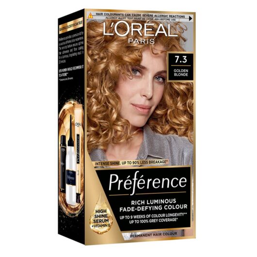 L'Oreal Paris Preference 7.3 Golden Blonde, Rich Luminous Fade-Defying Permanent Colour