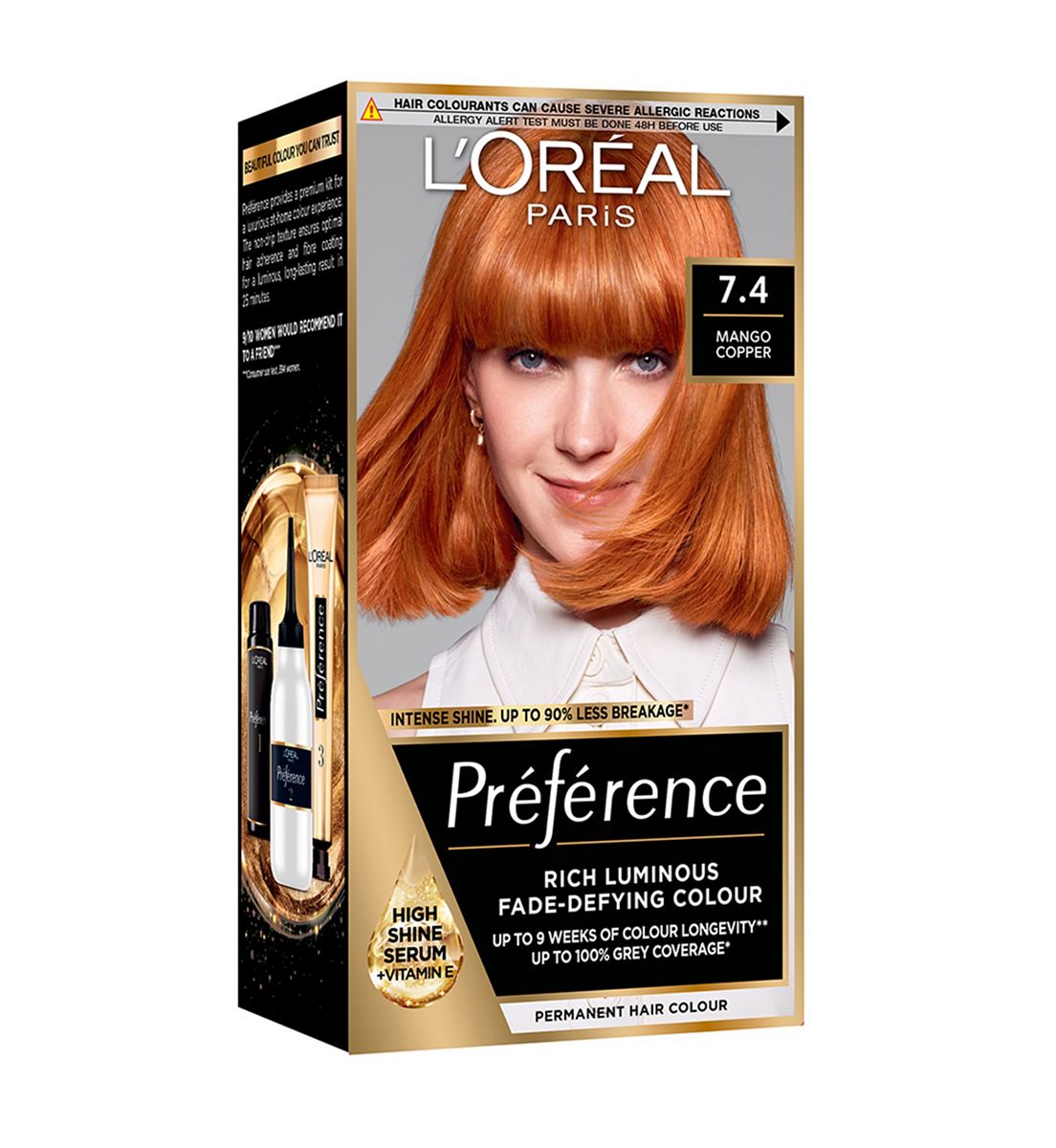 L'Oreal Paris Preference 7.4 Mango Copper, Rich Luminous Fade-Defying Permanent Colour