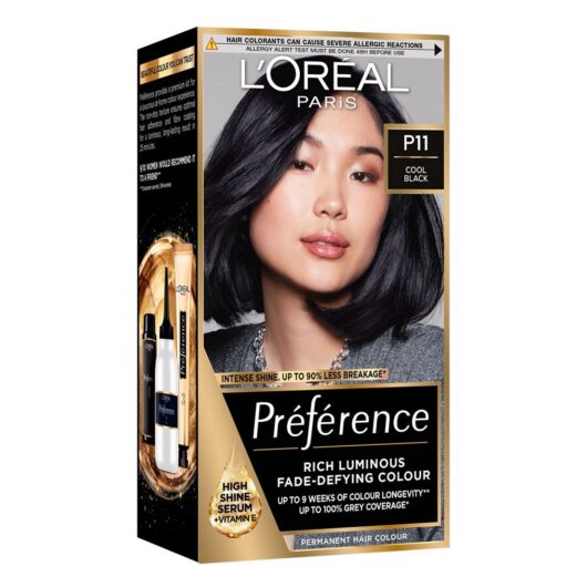 L'Oreal Paris Preference P11 Cool Black, Rich Luminous Fade-Defying Permanent Colour