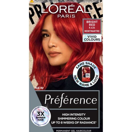 L'Oreal Paris Preference Vivids Permanent Hair Dye, Intense Luminous Colour, Bright Red 8.624