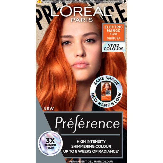 L'Oreal Paris Preference Vivids Permanent Hair Dye, Intense Luminous Colour, Electric Mango 7.46