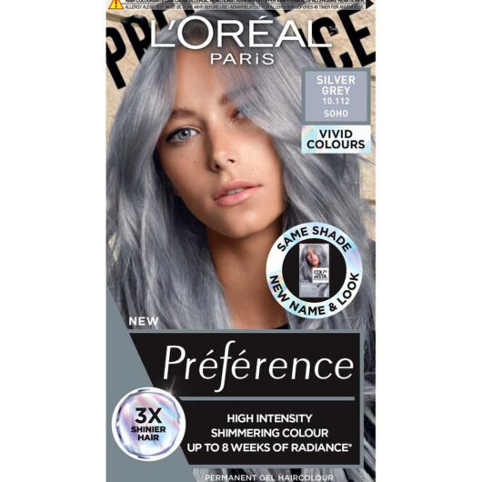 L'Oreal Paris Preference Vivids Permanent Hair Dye, Intense Luminous Colour, Silver Grey 10.11