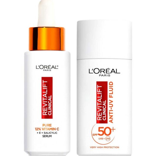 L'Oreal Paris Revitalift Vitamin C Serum 30Ml And Uv Fluid Spf 50+ 50Ml Brightening Duo