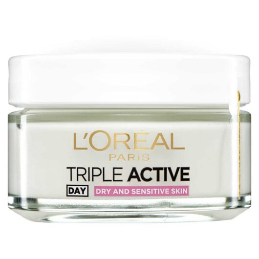 L'Oreal Paris Triple Active Day 24H Hydrating Moisturiser - For Sensitive & Dry Skin, 50ml