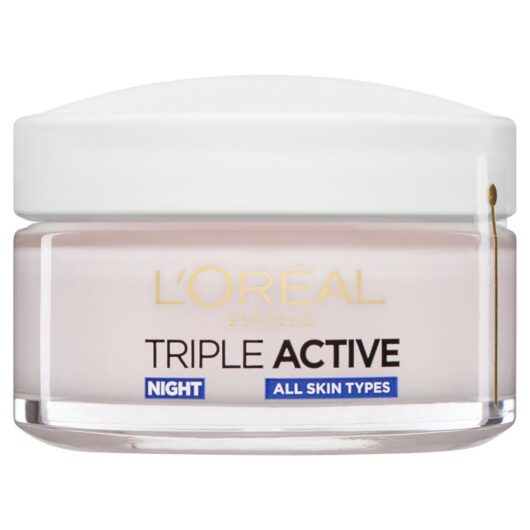 L'Oreal Paris Triple Active Night 24H Hydrating Moisturiser To Restore Skin Barrier, 50ml