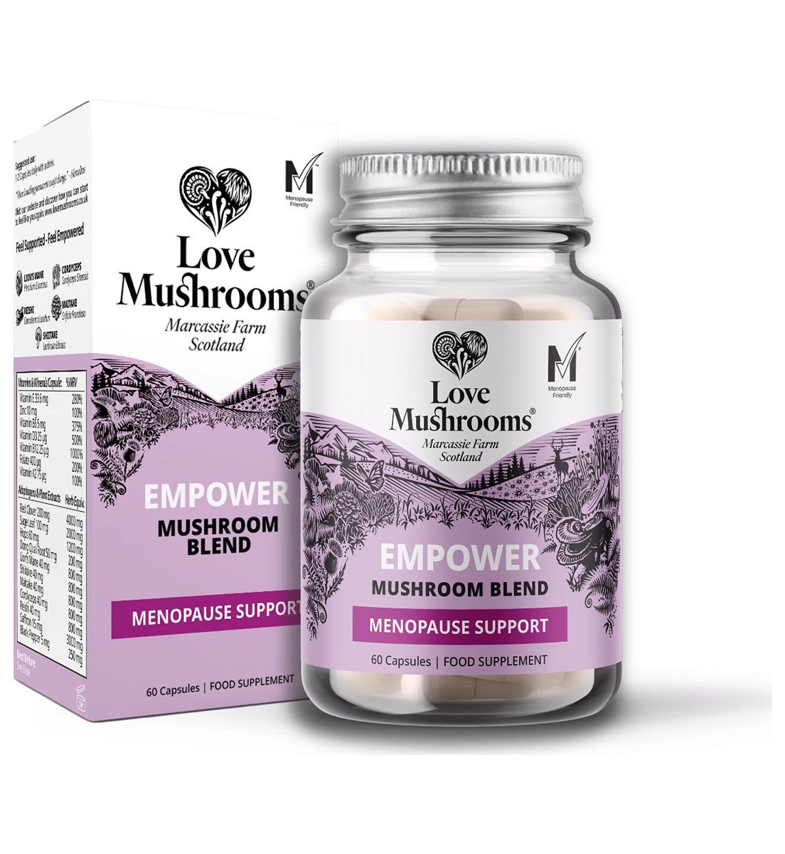 Love Mushrooms Empower Menopause Support With Mushrooms Herbs Vitamins And Minerals 60 Capsules