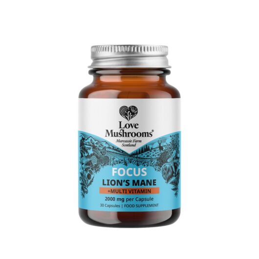Love Mushrooms Focus - Lion'S Mane And Multivitamin With Iron, Zinc, Vitamins A-K, 30 Capsules