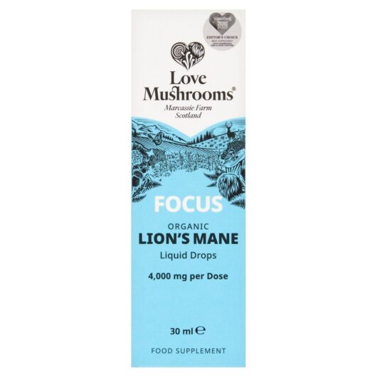 Love Mushrooms Lion'S Mane Drops 30Ml | 4000Mg Organic Extract, Alcohol-Free, Fast-Absorbing