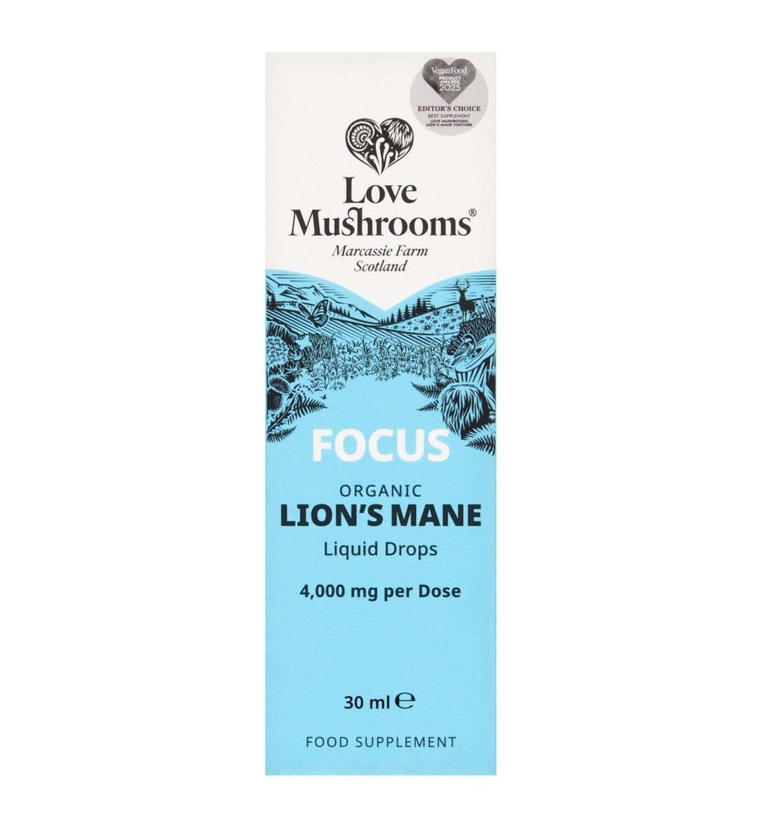 Love Mushrooms Lion'S Mane Drops 30Ml | 4000Mg Organic Extract, Alcohol-Free, Fast-Absorbing