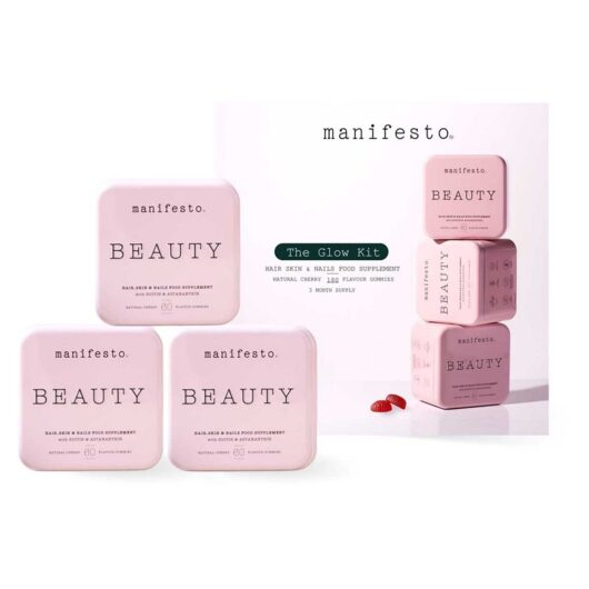 Manifesto Beauty Glow Kit 3 Month Bundle For Hair Skin & Nails 180 Gummies