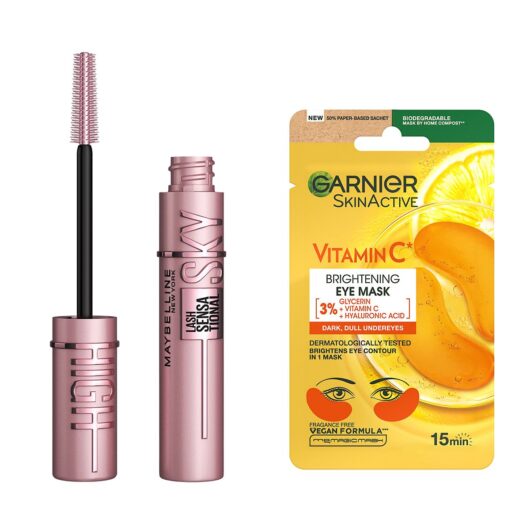 Maybelline Sky High Black & Garnier Vitamin C Eye Mask